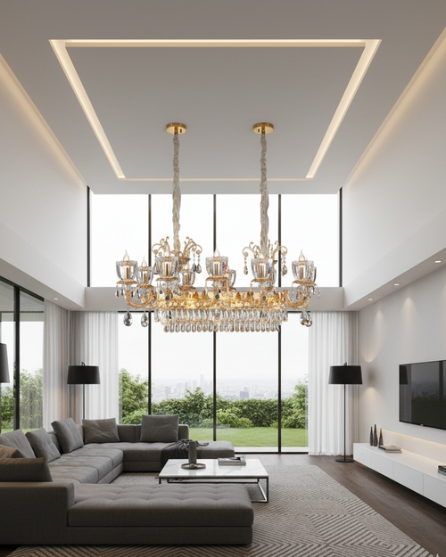 Imperial Grandeur Rectangular Crystal Chandelier - 10 Bulb